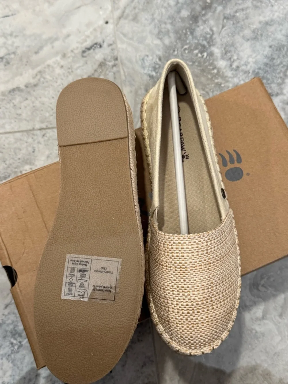 BearPaw Cream Woven Espadrille Platform Slip-On